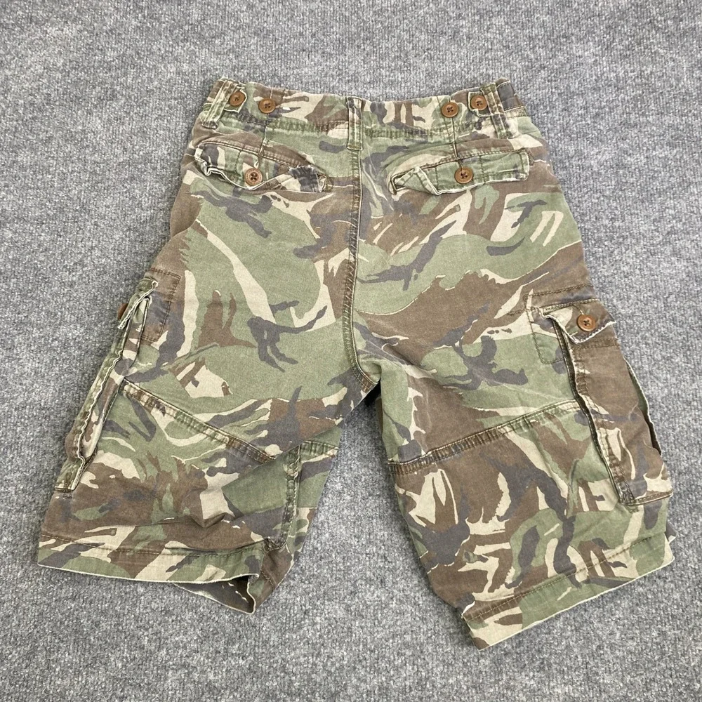 American Eagle Mens Next Level Flex Camo Cargo Shorts Green Brown Size 28